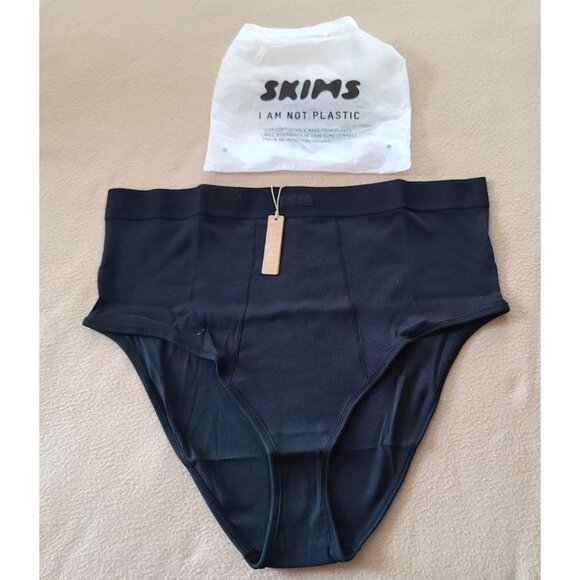 SKIMS Other - Skims Cotton Rib High Waist Brief Panty Sz 4X Soot/Black PN-HWB-0041 Comfort NWT